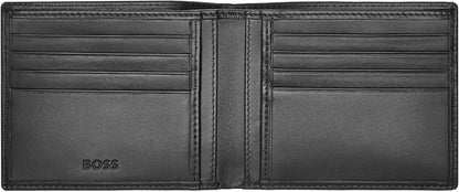 HUGO BOSS Portafogli Classic Smooth Nero, Pelle di pecora, 8 slot, Multi-slit, Bi-fold, Unisex adulti