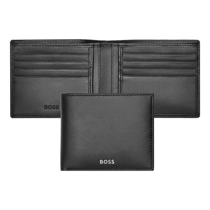 HUGO BOSS Portafogli Classic Smooth Nero, Pelle di pecora, 8 slot, Multi-slit, Bi-fold, Unisex adulti