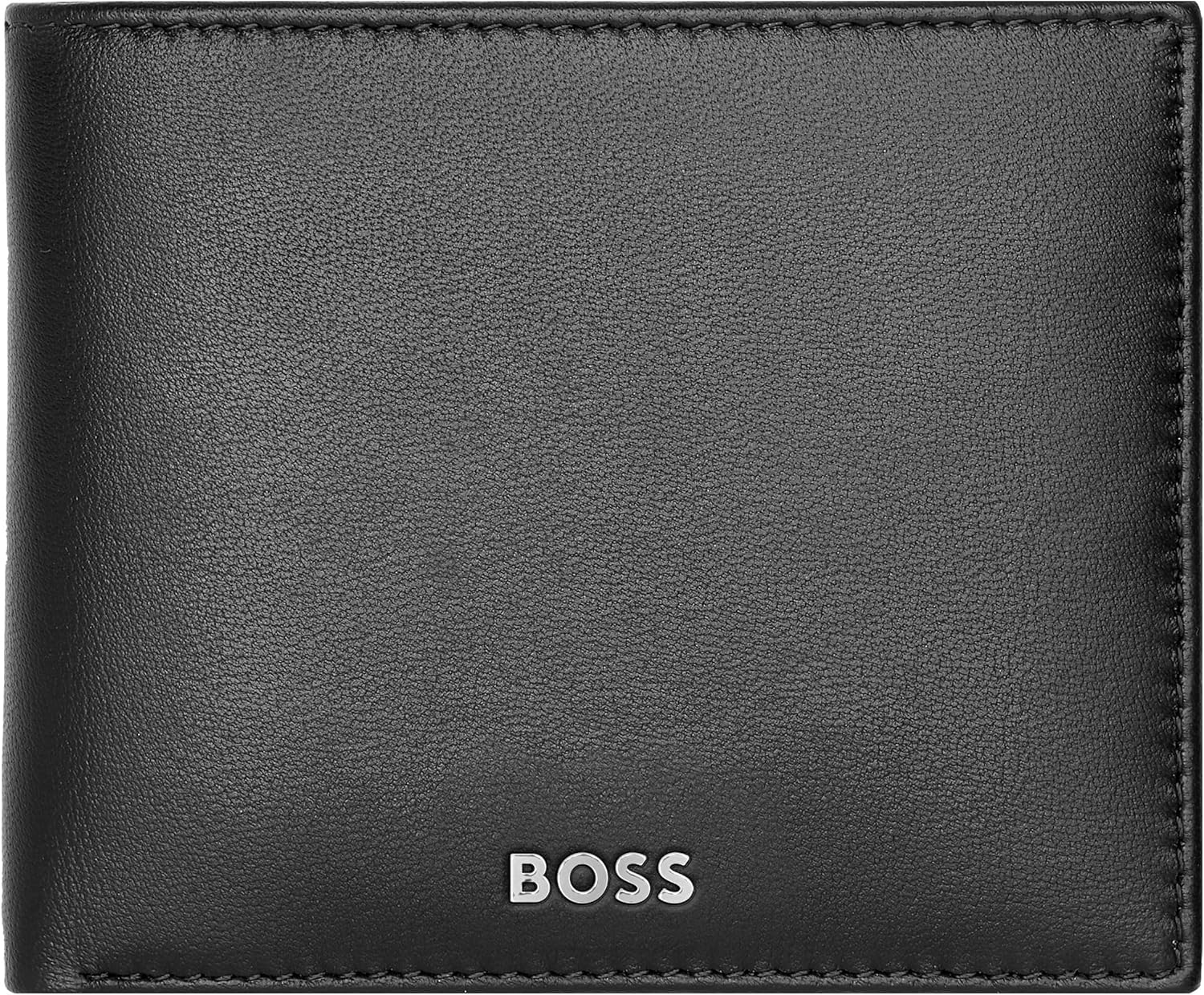 HUGO BOSS Portafogli Classic Smooth Nero, Pelle di pecora, 8 slot, Multi-slit, Bi-fold, Unisex adulti