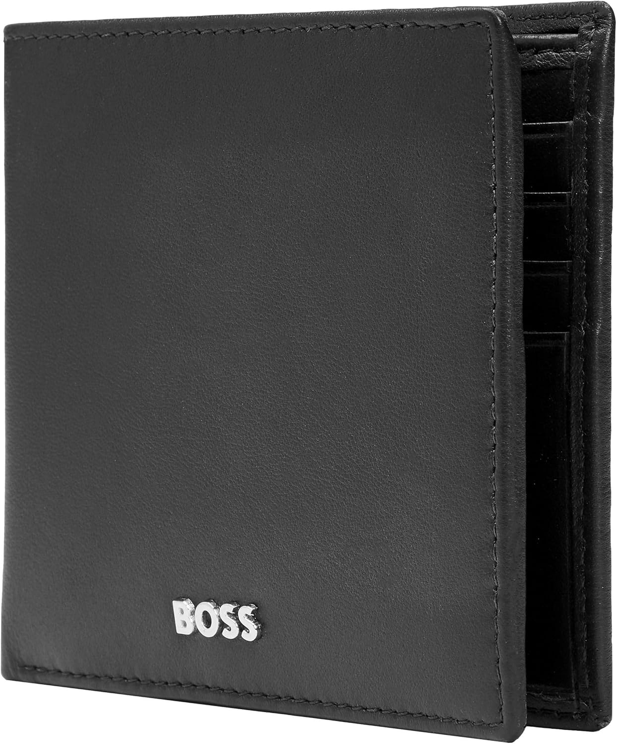 HUGO BOSS Portafogli Classic Smooth Nero, Pelle di pecora, 8 slot, Multi-slit, Bi-fold, Unisex adulti