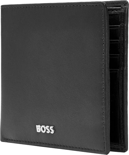 HUGO BOSS Portafogli Classic Smooth Nero, Pelle di pecora, 8 slot, Multi-slit, Bi-fold, Unisex adulti