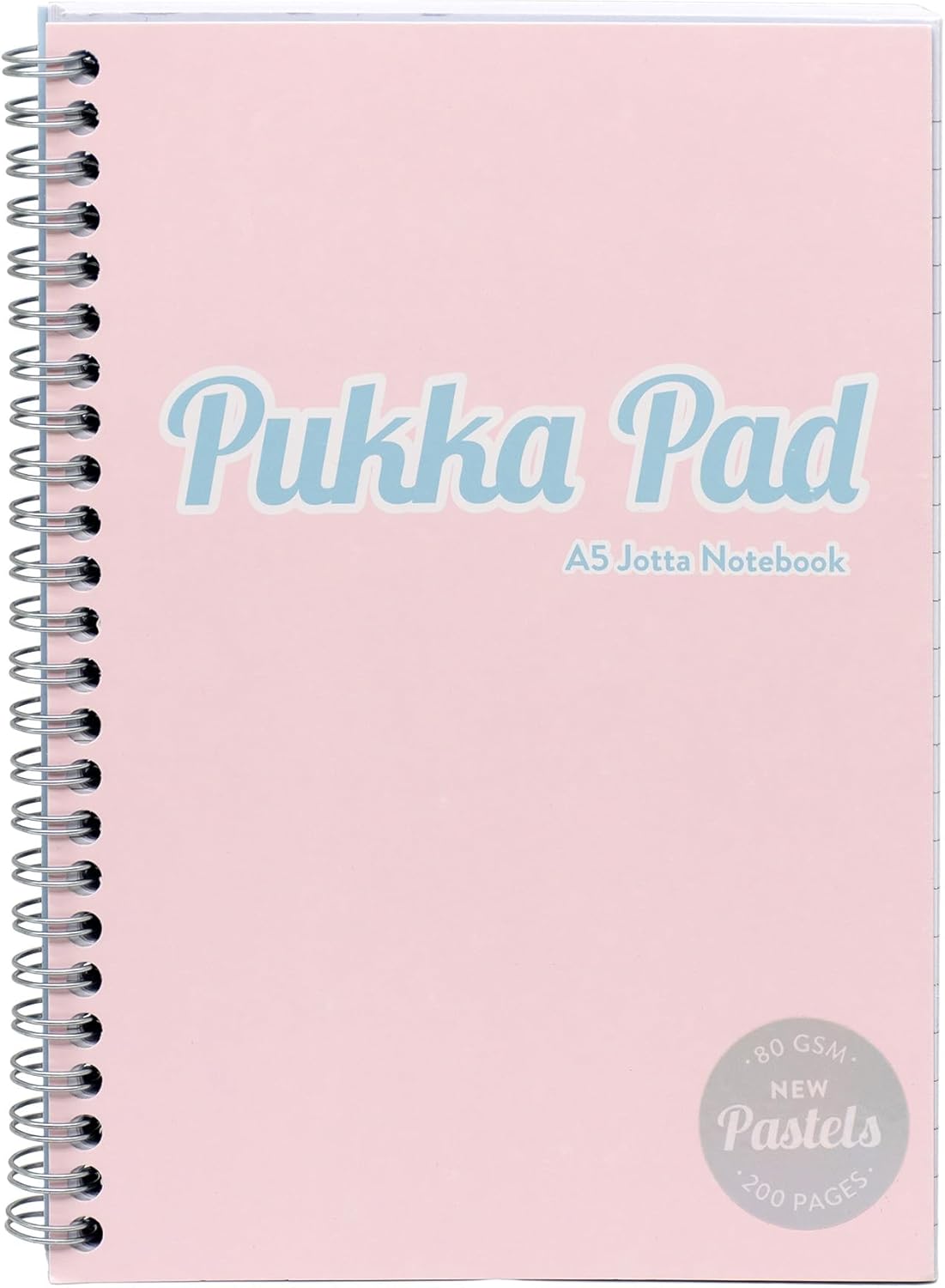 Pukka Pad Pastel A5 Jotta Notebooks – Pack of 3 Wirebound Notepads with 200 Pages, 100 Sheets of 80GSM 8mm Feint Ruled Paper and Perforated 4-Hole Punched Margins – Pink, Blue, & Green, 29.7 x 22.4 cm