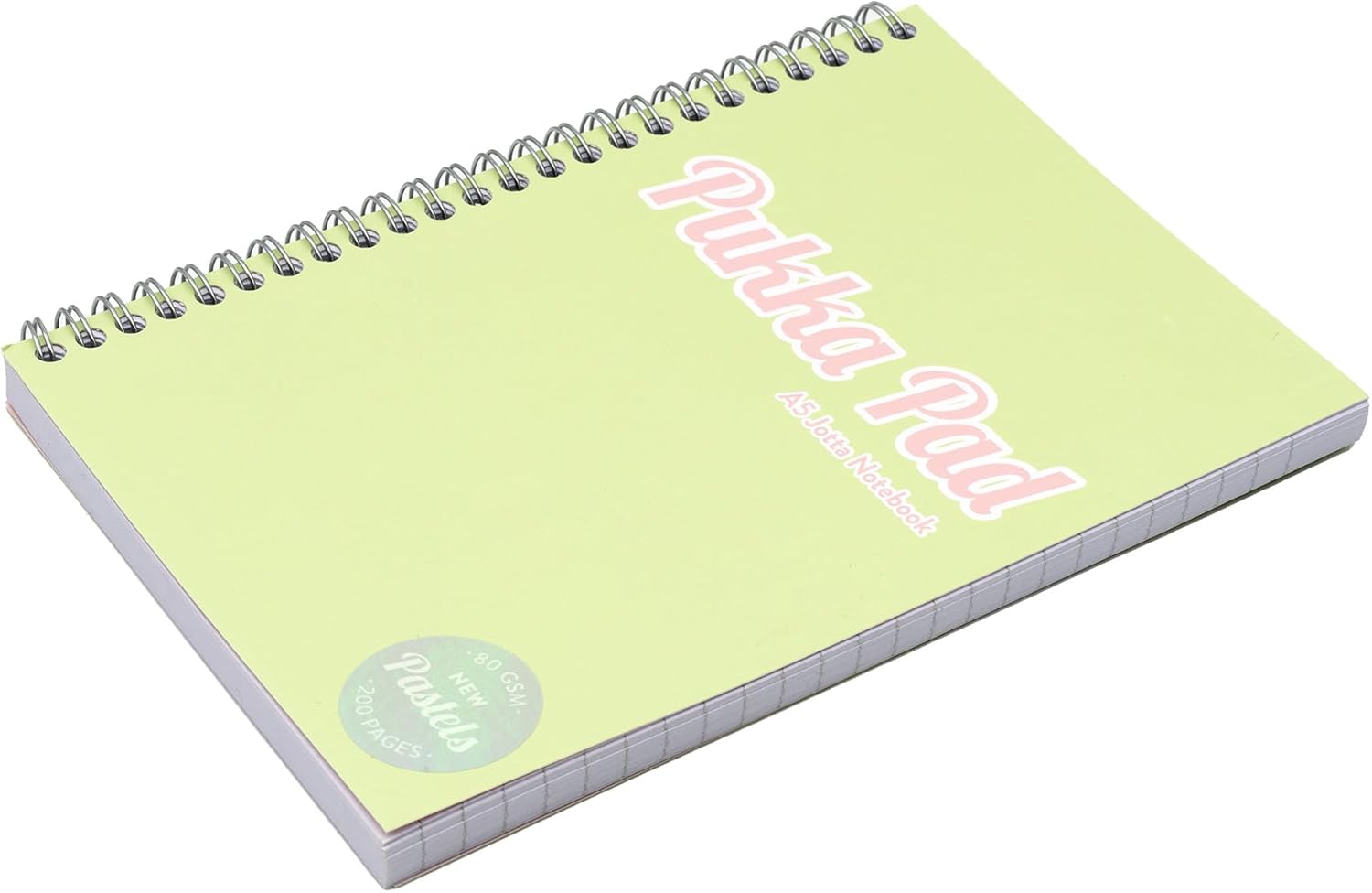 Pukka Pad Pastel A5 Jotta Notebooks – Pack of 3 Wirebound Notepads with 200 Pages, 100 Sheets of 80GSM 8mm Feint Ruled Paper and Perforated 4-Hole Punched Margins – Pink, Blue, & Green, 29.7 x 22.4 cm