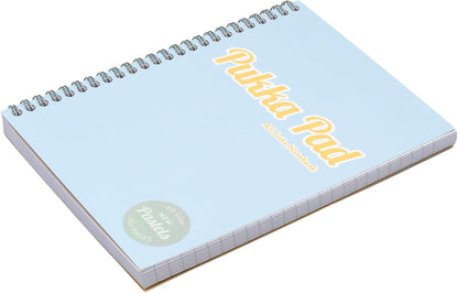 Pukka Pad Pastel A5 Jotta Notebooks – Pack of 3 Wirebound Notepads with 200 Pages, 100 Sheets of 80GSM 8mm Feint Ruled Paper and Perforated 4-Hole Punched Margins – Pink, Blue, & Green, 29.7 x 22.4 cm