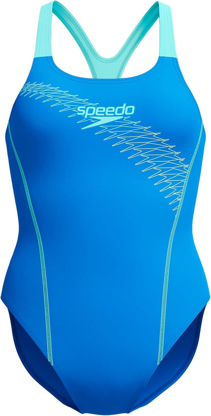 Speedo Women's Medley Logo Swimsuit Swimming Costume Blue