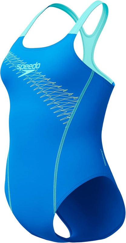 Speedo Women's Medley Logo Swimsuit Swimming Costume Blue