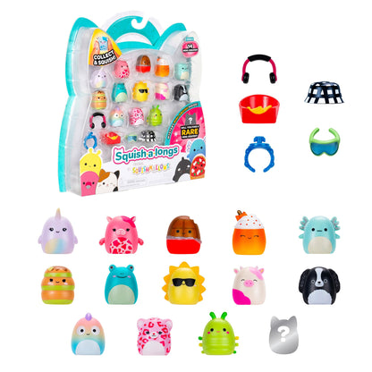 Squish-a-longs Mini-Squish 14-Pack (Wave 3, Style 1) - Pink Cow, Green Caterpillar, Rainbow Chameleon