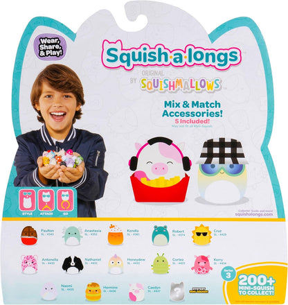 Squish-a-longs Mini-Squish 14-Pack (Wave 3, Style 1) - Pink Cow, Green Caterpillar, Rainbow Chameleon