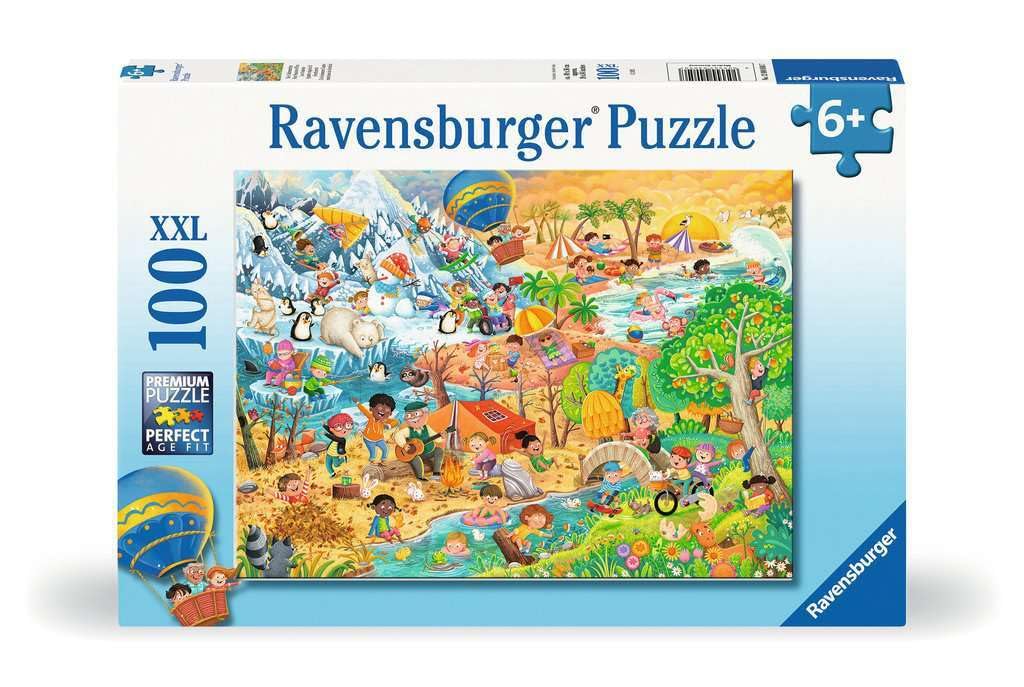 Ravensburger Four Seasons of Fun - 100 Piece Jigsaw Puzzles for Kids Age 6 Years Up - XXL Format
