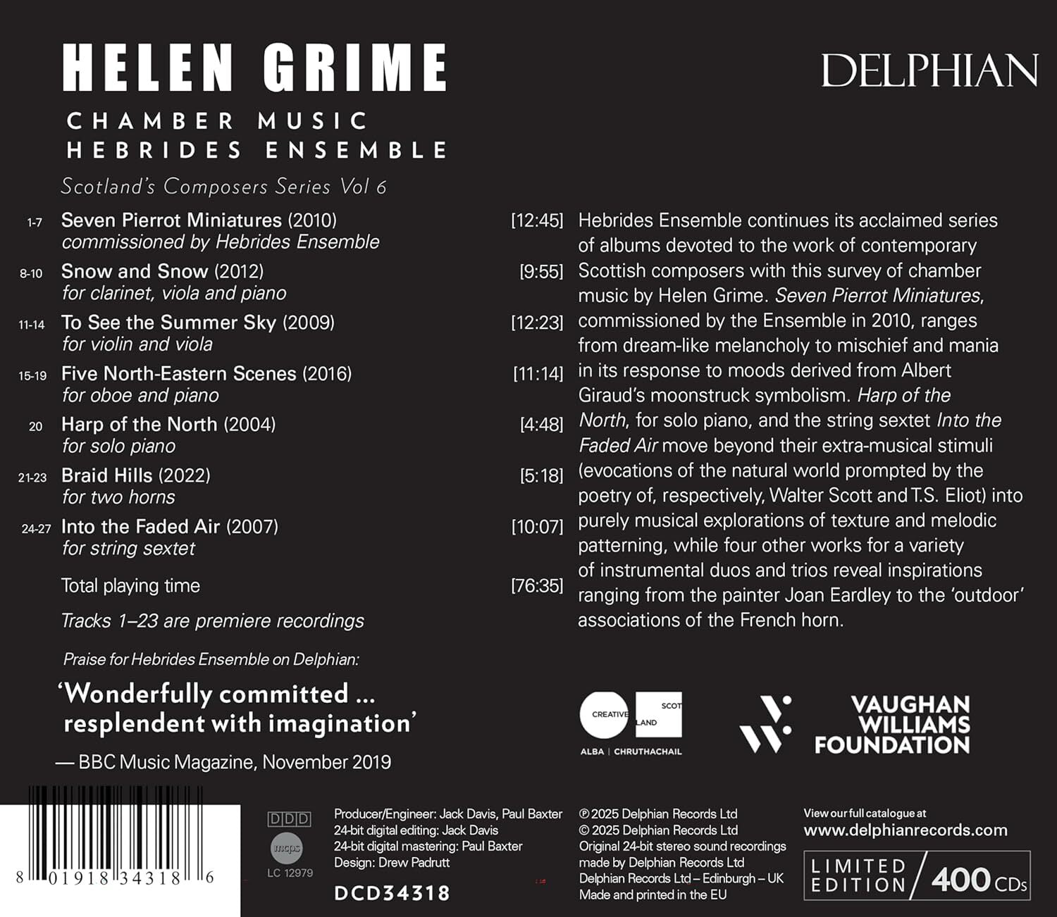 Helen Grime: Chamber Music