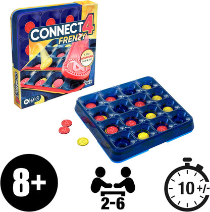 Connect 4 Frenzy Game | Bounce Discs 4 The Win | Family Party Games for Kids, Teens, and Adults | Ages 8+ | 2 to 6 Players | 10 Mins. | Portable Games