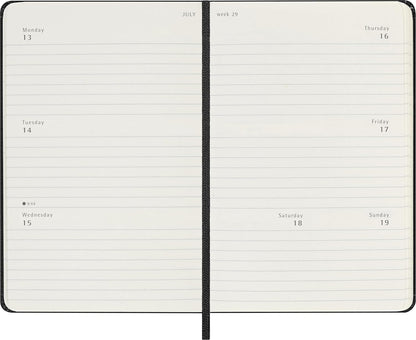 Moleskine Weekly Planner, Horizontal Weekly Agenda 2026 12 Months, With Hard Cover and Elastic Closure, Pocket Size 9x14, Black Color