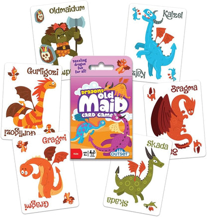 Outset Media Dragons Old Maid Card Game - The Classic Game of Old Maid with Dragons Featured on 37 Over-Sized Cards for 2 to 4 Players Ages 4 and up