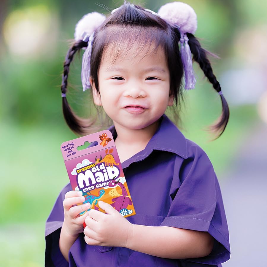 Outset Media Dragons Old Maid Card Game - The Classic Game of Old Maid with Dragons Featured on 37 Over-Sized Cards for 2 to 4 Players Ages 4 and up