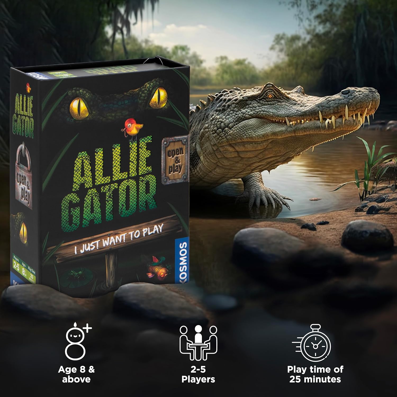 Thames & Kosmos Allie Gator: Open & Play, Fun Card Game, Family Games for Game Night, Board Games for Adults and Kids, For 2 to 5 Players, Age 8+