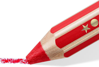 Staedtler Noris junior 140 C6P1 - Matita colorata 3 in 1, extra infrangibile, ideale per bambini, per molte superfici, astuccio di cartone con 6 matite e temperamatite, 3 in 1