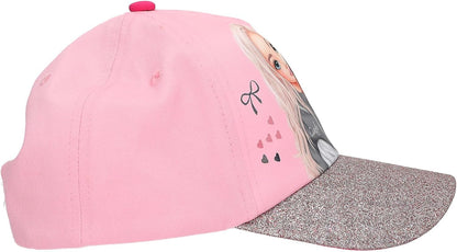 Depesche 13512 TOPModel My BFF - Bedrukte pet in roze, met modelmotief en veel glitter, kinderpet met maataanpassing