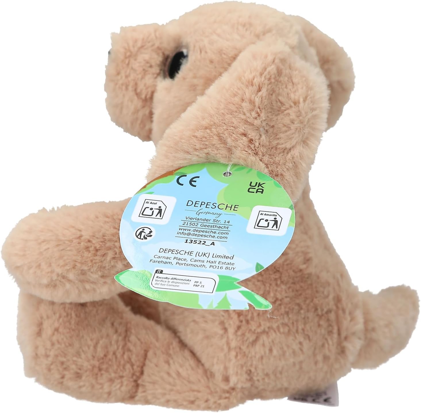 Depesche 13522 Snukis Cuddly Toy Dog in Light Brown with Pointed Ears, Approx. 18 cm Large Plush Toy
