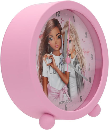 Depesche 13546 TOPModel My BFF - wekker in roze voor kinderen, met modelmotief, stille klok met lichtfunctie, inclusief batterij
