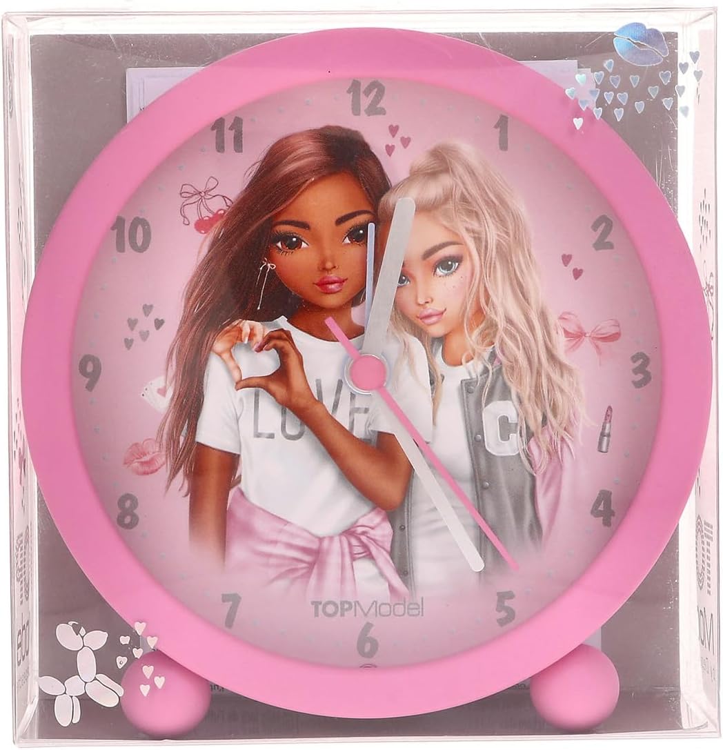Depesche 13546 TOPModel My BFF - wekker in roze voor kinderen, met modelmotief, stille klok met lichtfunctie, inclusief batterij