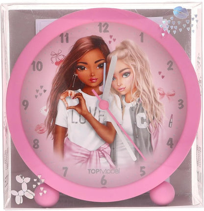 Depesche 13546 TOPModel My BFF - wekker in roze voor kinderen, met modelmotief, stille klok met lichtfunctie, inclusief batterij