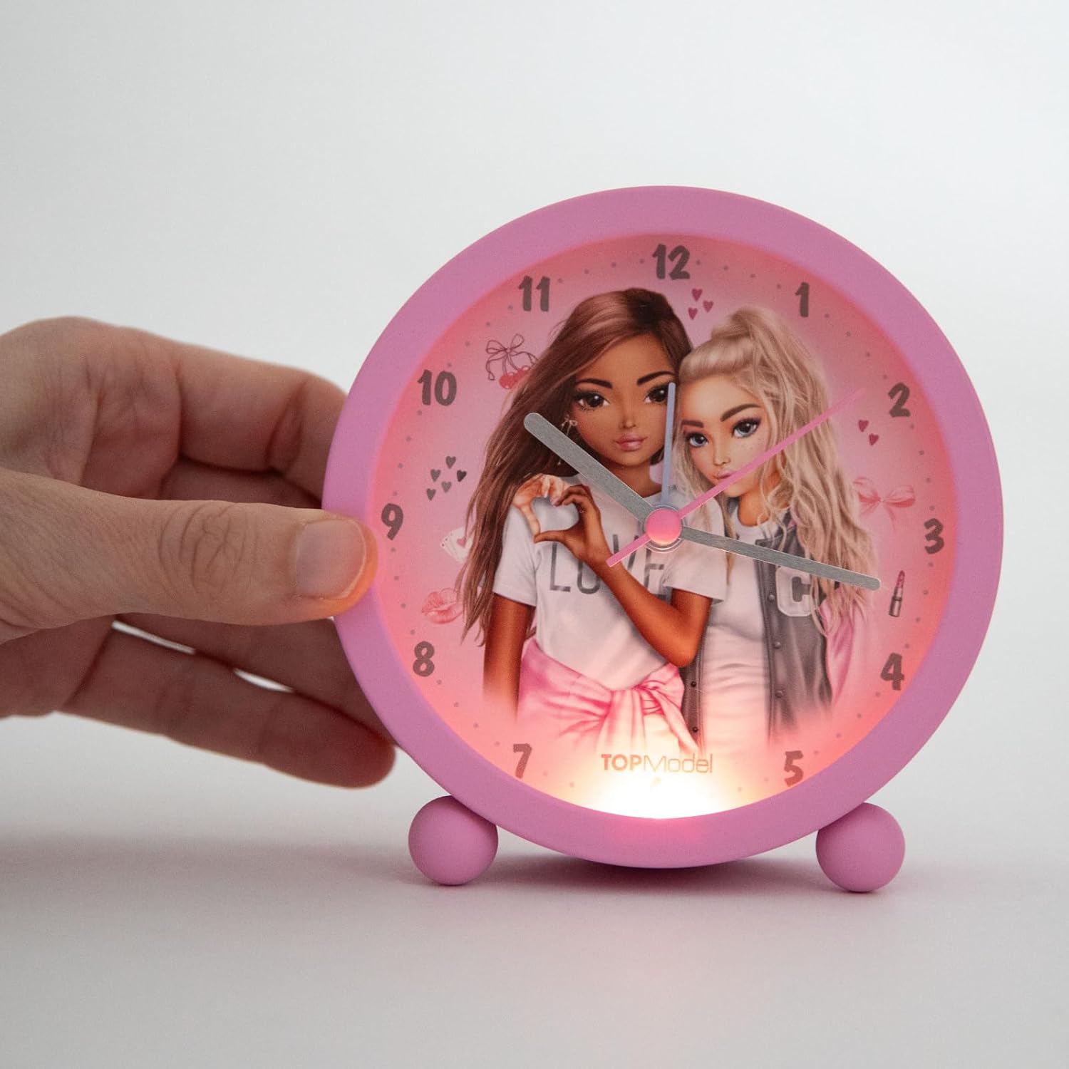 Depesche 13546 TOPModel My BFF - wekker in roze voor kinderen, met modelmotief, stille klok met lichtfunctie, inclusief batterij