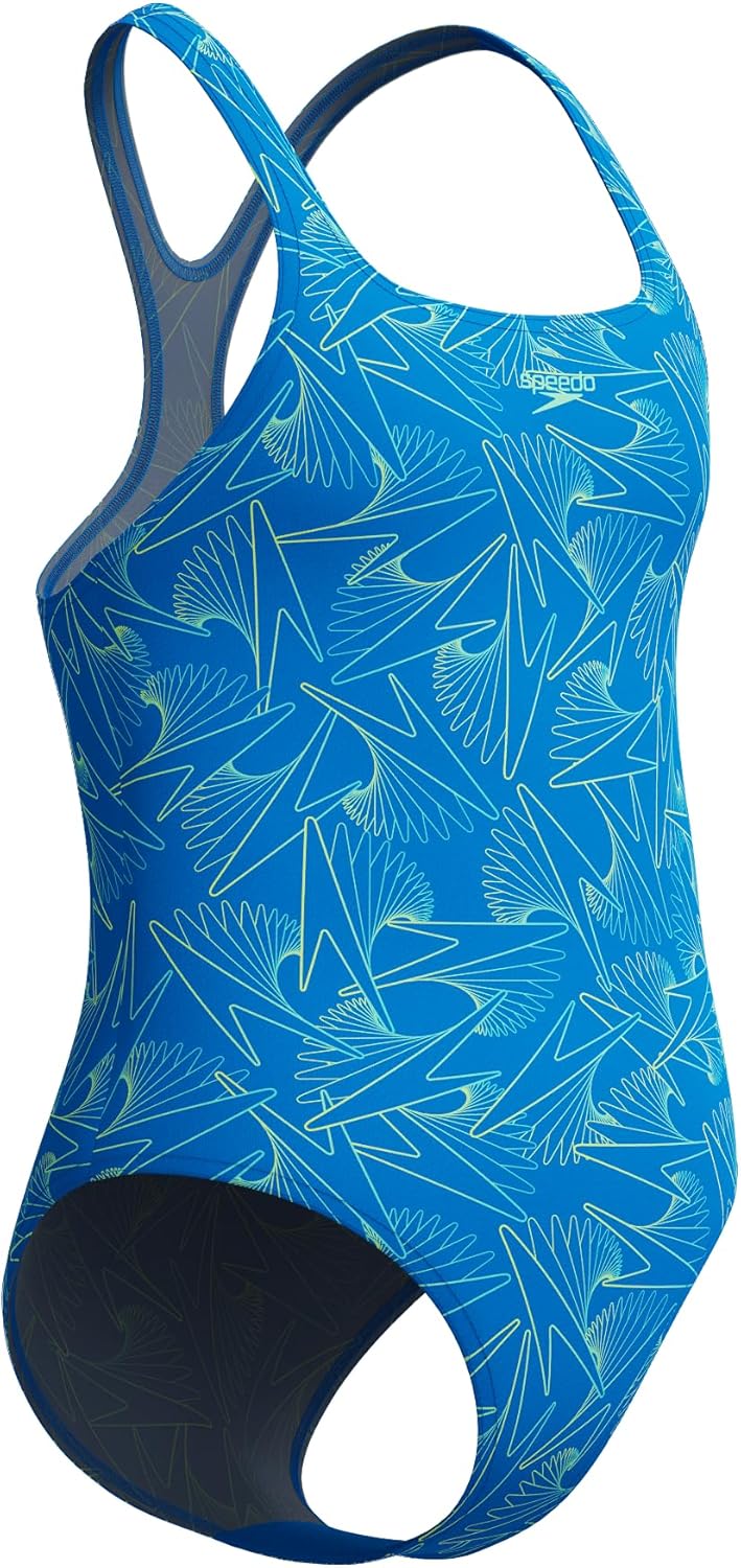 Speedo Girls HyperBoom Allover Medalist Swimsuit Swimming Costume Blue