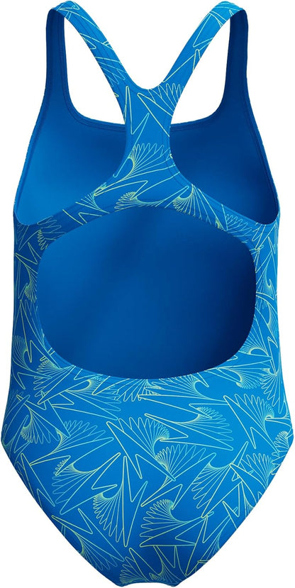Speedo Girls HyperBoom Allover Medalist Swimsuit Swimming Costume Blue
