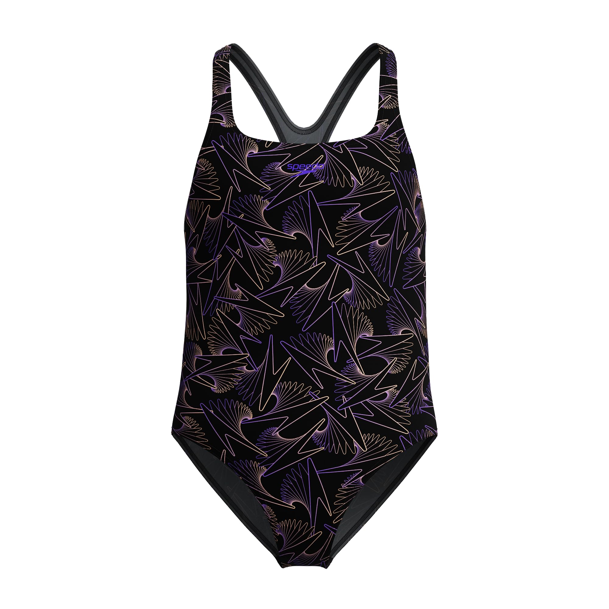 Speedo Girl's Hyperboom Allover Medalist Swimsuit |Quick Drying | Fitness | Chlorine Resistant Swimsuit (Pack of 1)