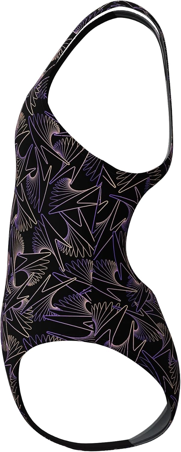 Speedo Girl's Hyperboom Allover Medalist Swimsuit |Quick Drying | Fitness | Chlorine Resistant Swimsuit (Pack of 1)