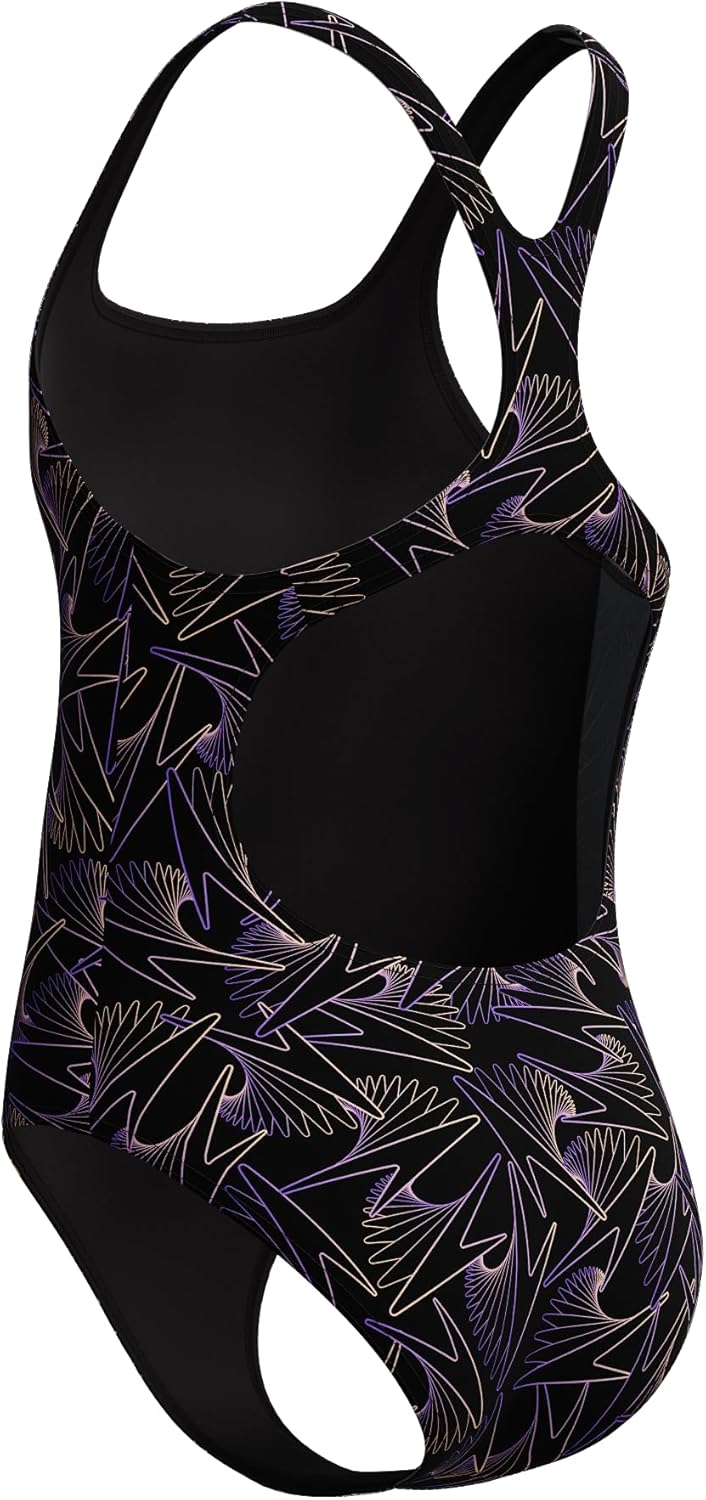 Speedo Girl's Hyperboom Allover Medalist Swimsuit |Quick Drying | Fitness | Chlorine Resistant Swimsuit (Pack of 1)