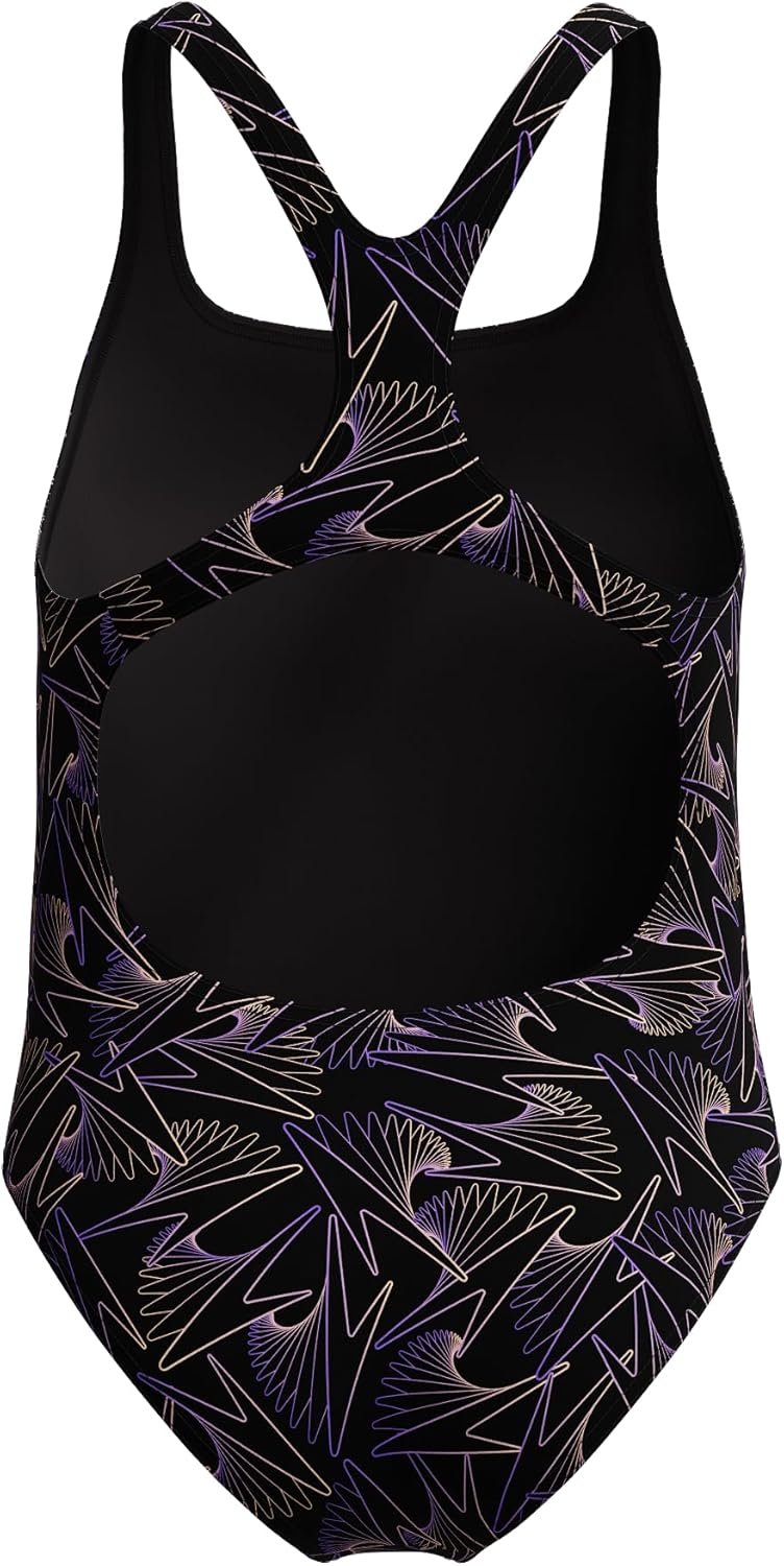 Speedo Girl's Hyperboom Allover Medalist Swimsuit |Quick Drying | Fitness | Chlorine Resistant Swimsuit (Pack of 1)