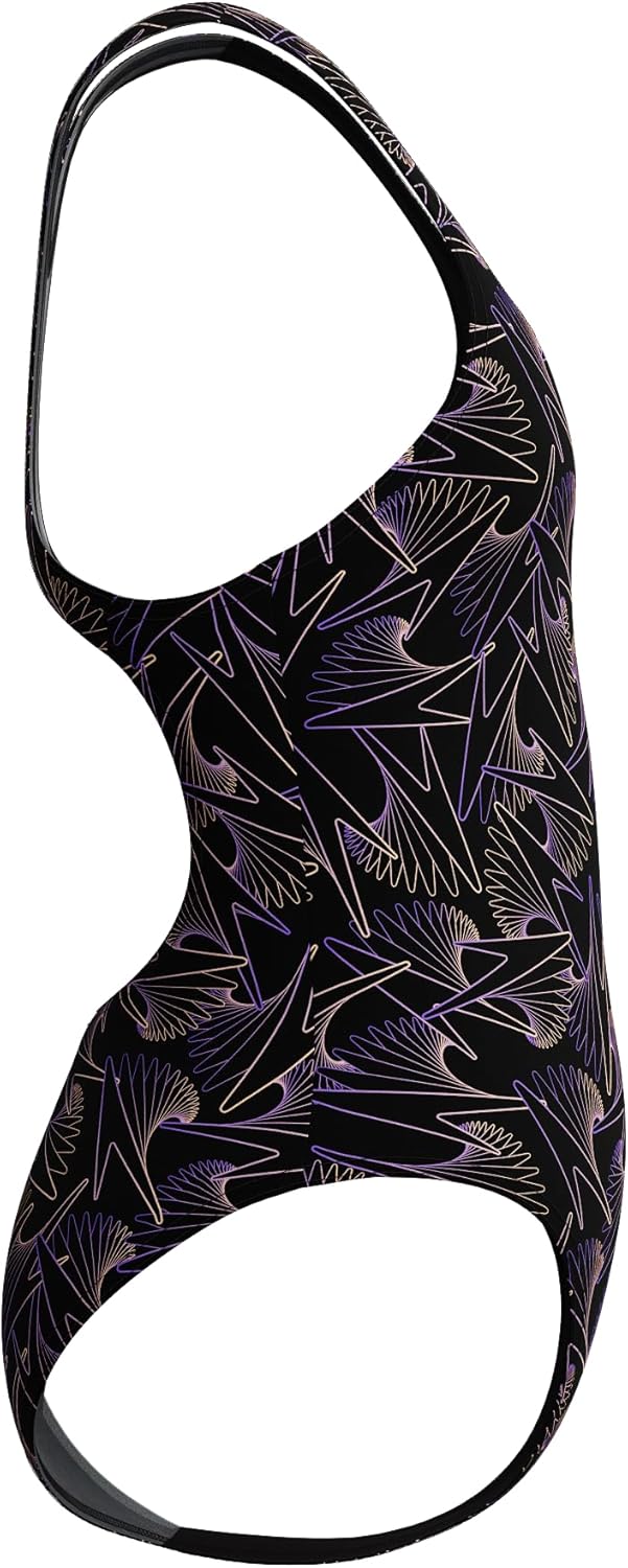 Speedo Girl's Hyperboom Allover Medalist Swimsuit |Quick Drying | Fitness | Chlorine Resistant Swimsuit (Pack of 1)