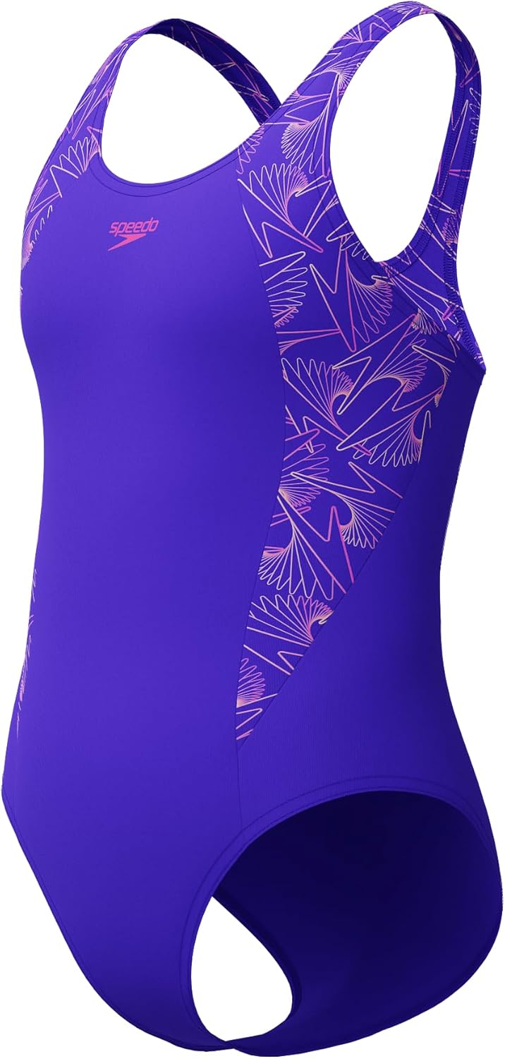 Speedo Girl's Hyperboom Splice Muscleback Swimsuit | Swim Training |Chlorine Resistant | Quick Drying | Stretch Fabric | Comfort Fit Swimwear (Pack of 1)