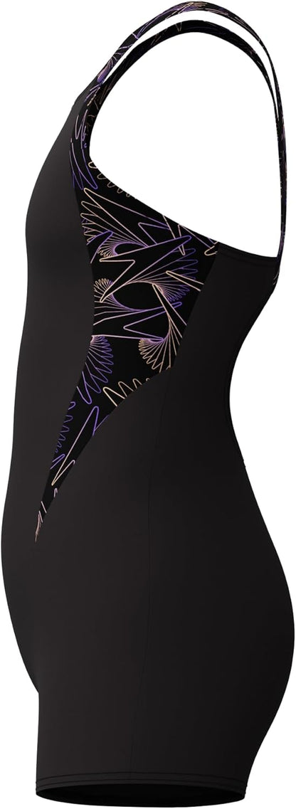 Speedo Girl's Hyperboom Splice Legsuit | Chlorine Resistant | Quick Drying | Stretch Fabric | Comfort Fit | One Piece Swimwear (Pack of 1)