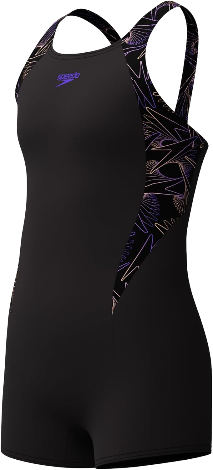 Speedo Girl's Hyperboom Splice Legsuit | Chlorine Resistant | Quick Drying | Stretch Fabric | Comfort Fit | One Piece Swimwear (Pack of 1)