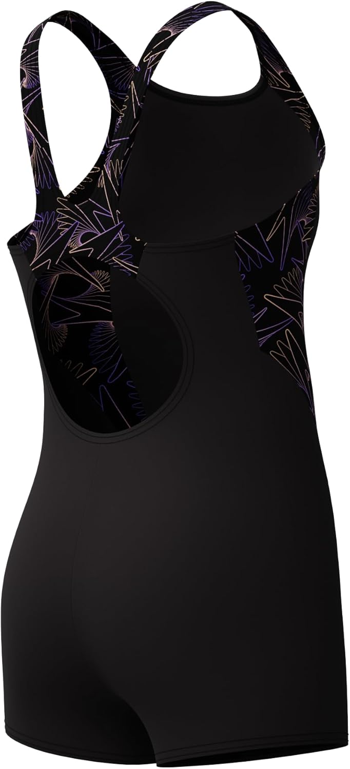 Speedo Girl's Hyperboom Splice Legsuit | Chlorine Resistant | Quick Drying | Stretch Fabric | Comfort Fit | One Piece Swimwear (Pack of 1)