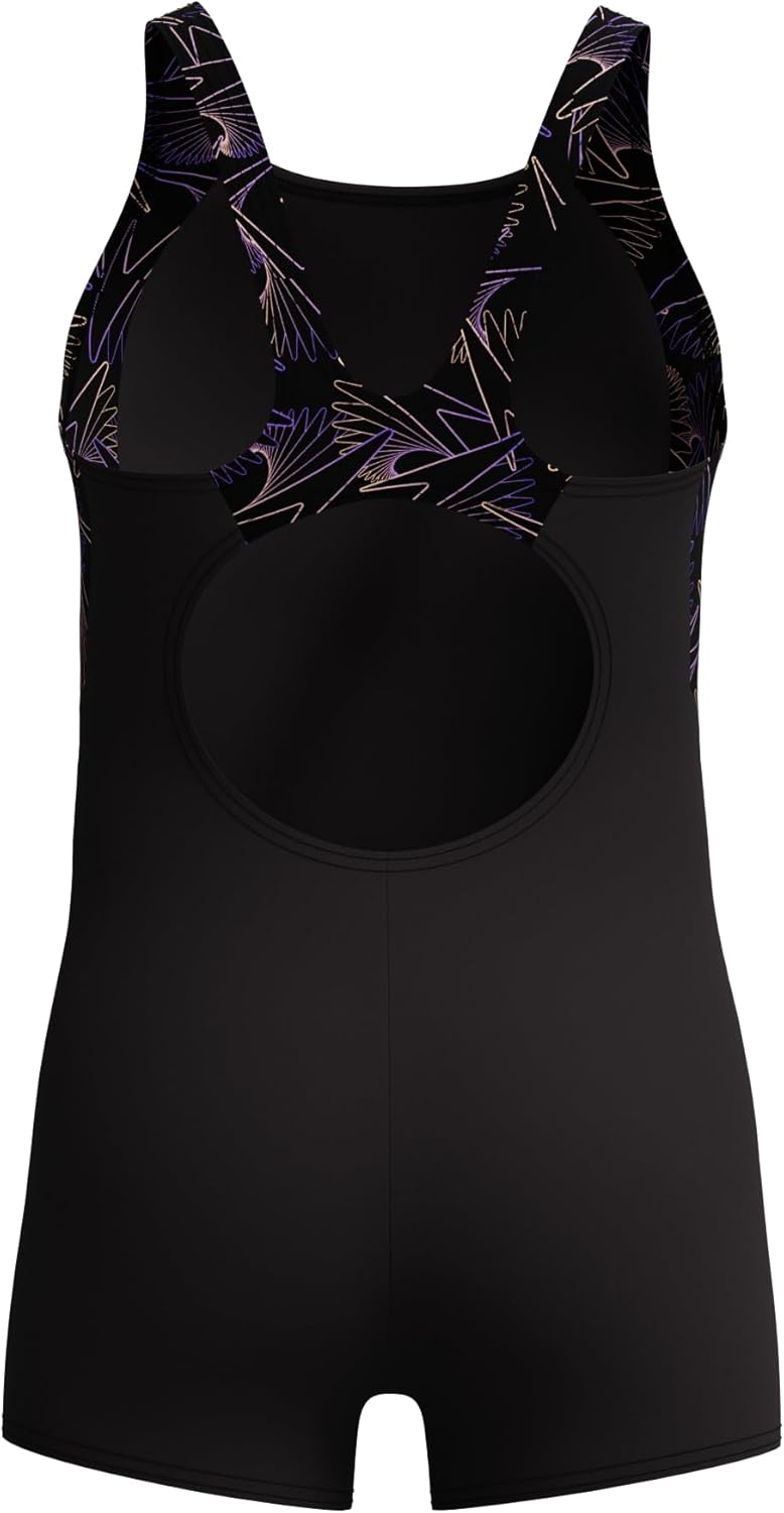 Speedo Girl's Hyperboom Splice Legsuit | Chlorine Resistant | Quick Drying | Stretch Fabric | Comfort Fit | One Piece Swimwear (Pack of 1)