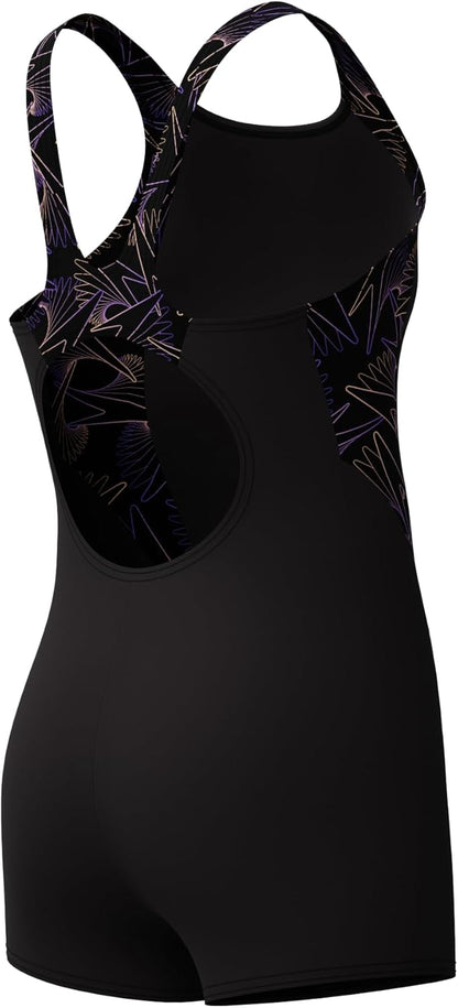 Speedo Girl's Hyperboom Splice Legsuit | Chlorine Resistant | Quick Drying | Stretch Fabric | Comfort Fit | One Piece Swimwear (Pack of 1)