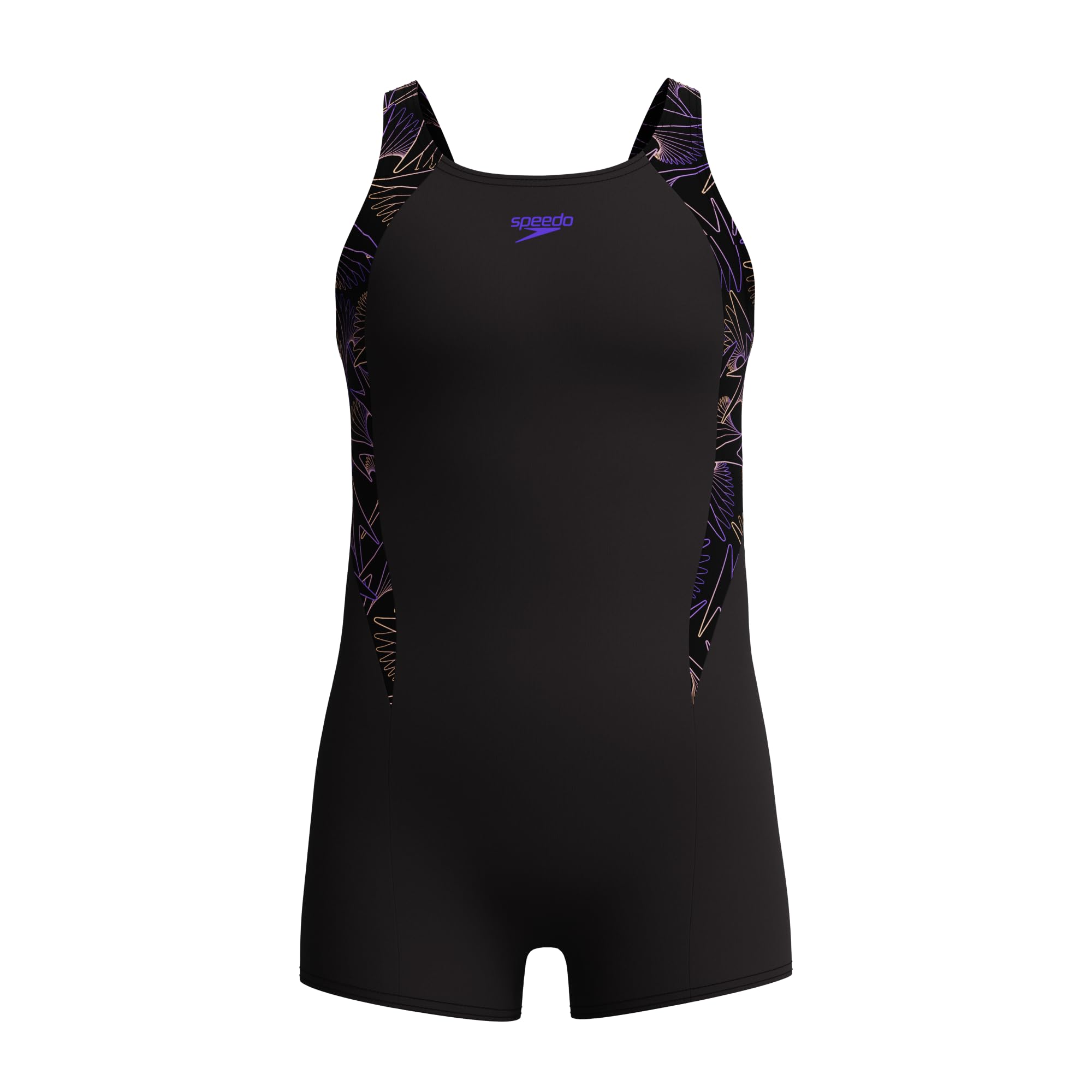 Speedo Girl's Hyperboom Splice Legsuit | Chlorine Resistant | Quick Drying | Stretch Fabric | Comfort Fit | One Piece Swimwear (Pack of 1)