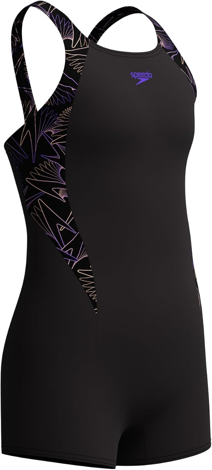 Speedo Girl's Hyperboom Splice Legsuit | Chlorine Resistant | Quick Drying | Stretch Fabric | Comfort Fit | One Piece Swimwear (Pack of 1)