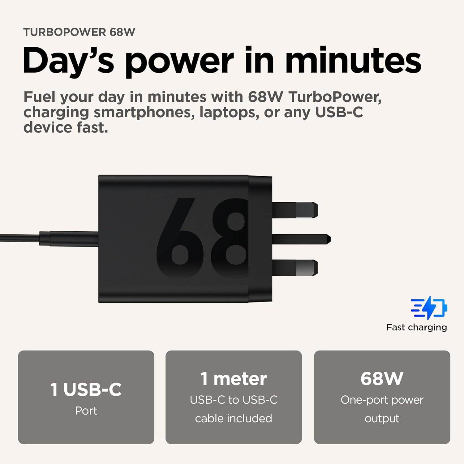 Moto UK Charger - Single port 68w