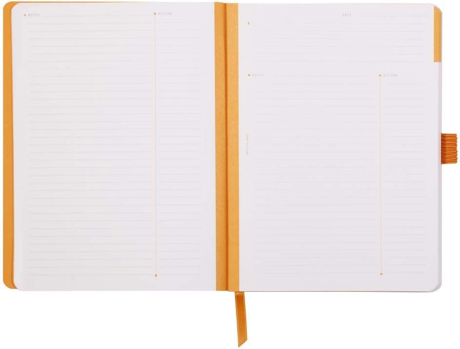 RHODIA 117781C - Soft Notebook Meeting Silver - A5+ - Pre-Printed Date/Notes/Action|160 Detachable Pages - Clairefontaine Paper 90g|Marque-Page, Pencil Holder - Imitation Leather Cover - Rhodiarama