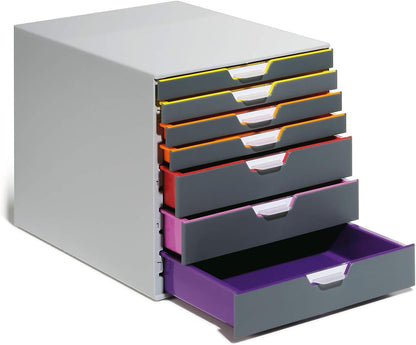 Durable VARICOLOR 10 Drawer Unit | Desktop Drawer Set with 10 Colour Coded Draws | Ideal for Storing Documents and Paper Work
