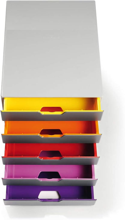 Durable VARICOLOR 10 Drawer Unit | Desktop Drawer Set with 10 Colour Coded Draws | Ideal for Storing Documents and Paper Work