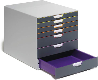 Durable VARICOLOR 10 Drawer Unit | Desktop Drawer Set with 10 Colour Coded Draws | Ideal for Storing Documents and Paper Work