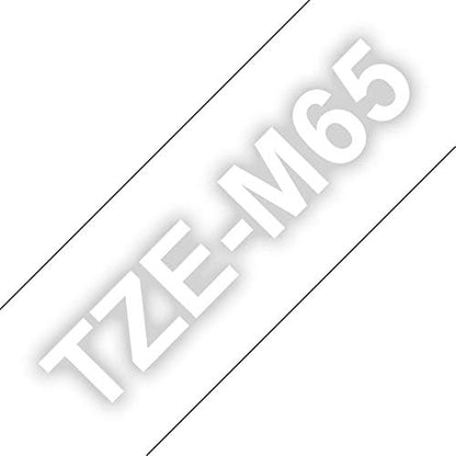 Original Brother TZe-M65 Matt Label Tape White on Clear - 36mm Wide x 8m Long