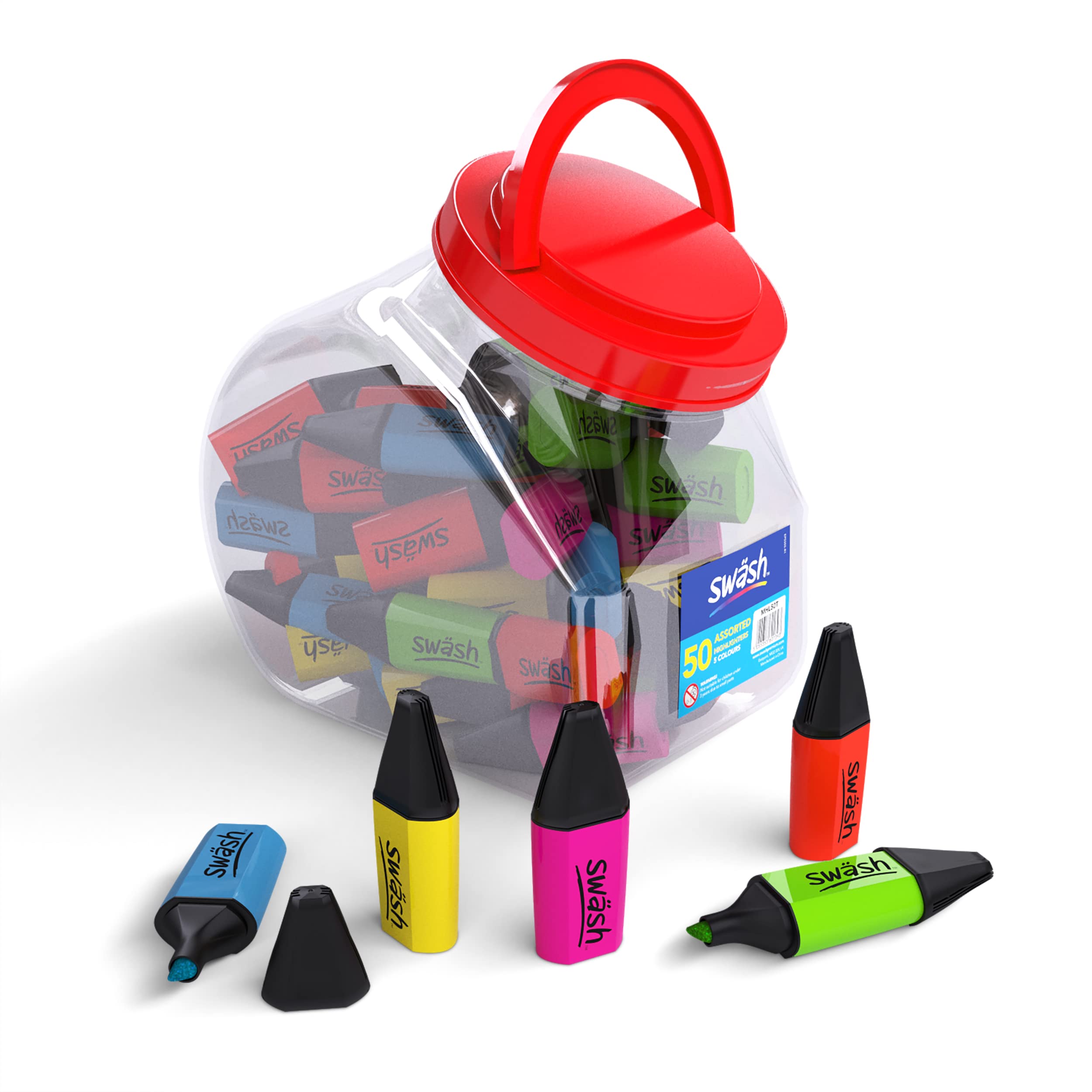 Swash MHL50T Mini Highlighters 50-Pieces, Assorted Colour