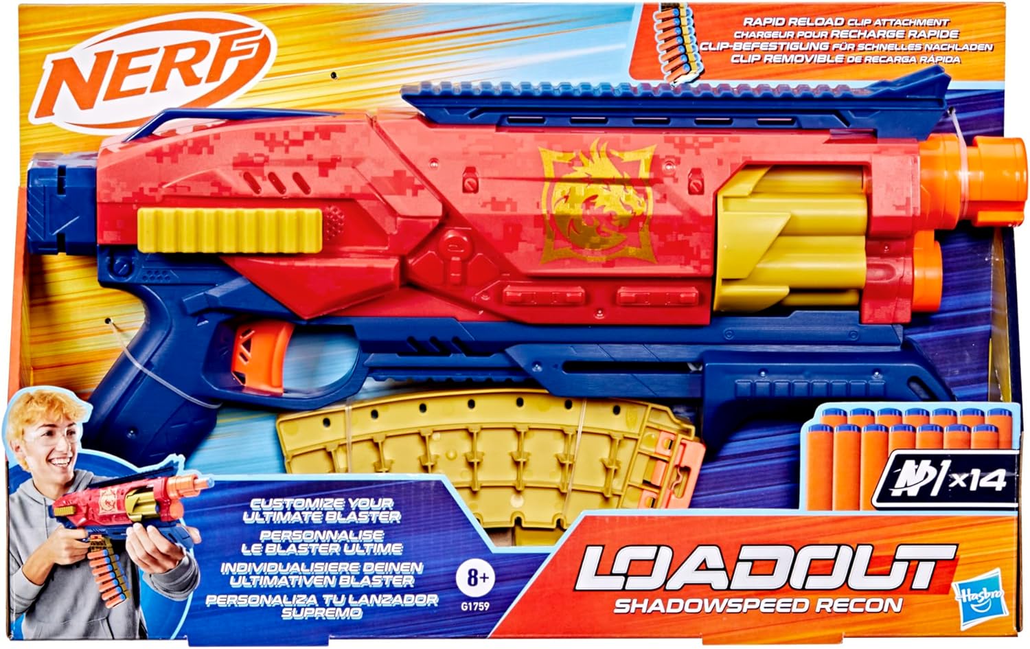 Nerf Loadout Shadowspeed Recon Blaster und 14 N1 Darts