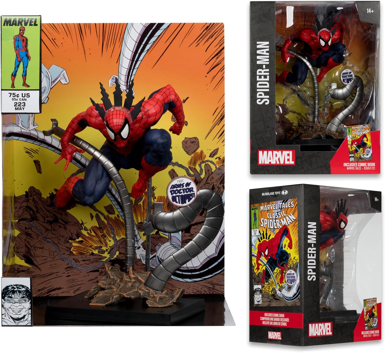 McFarlane Toys - Marvel Spider-Man à l'échelle 1:6ème à Collectionner avec scène et Bande dessinée (Marvel Tales #223